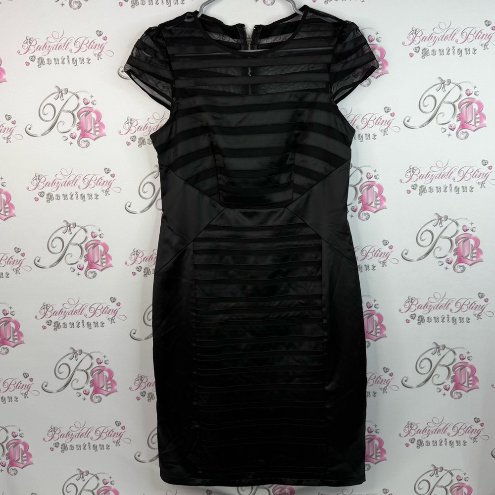 Lipsy vip dress stripes mesh sexy bodycon Y2K iconic Black Striped Mini Dress